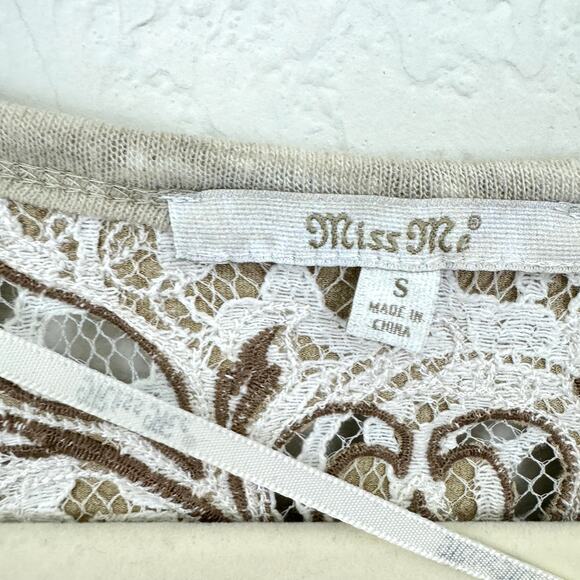 Miss Me Womens Pieced Cardigan Sweater Size S Style MDJ246L Embroider Natural - Picture 3 of 10